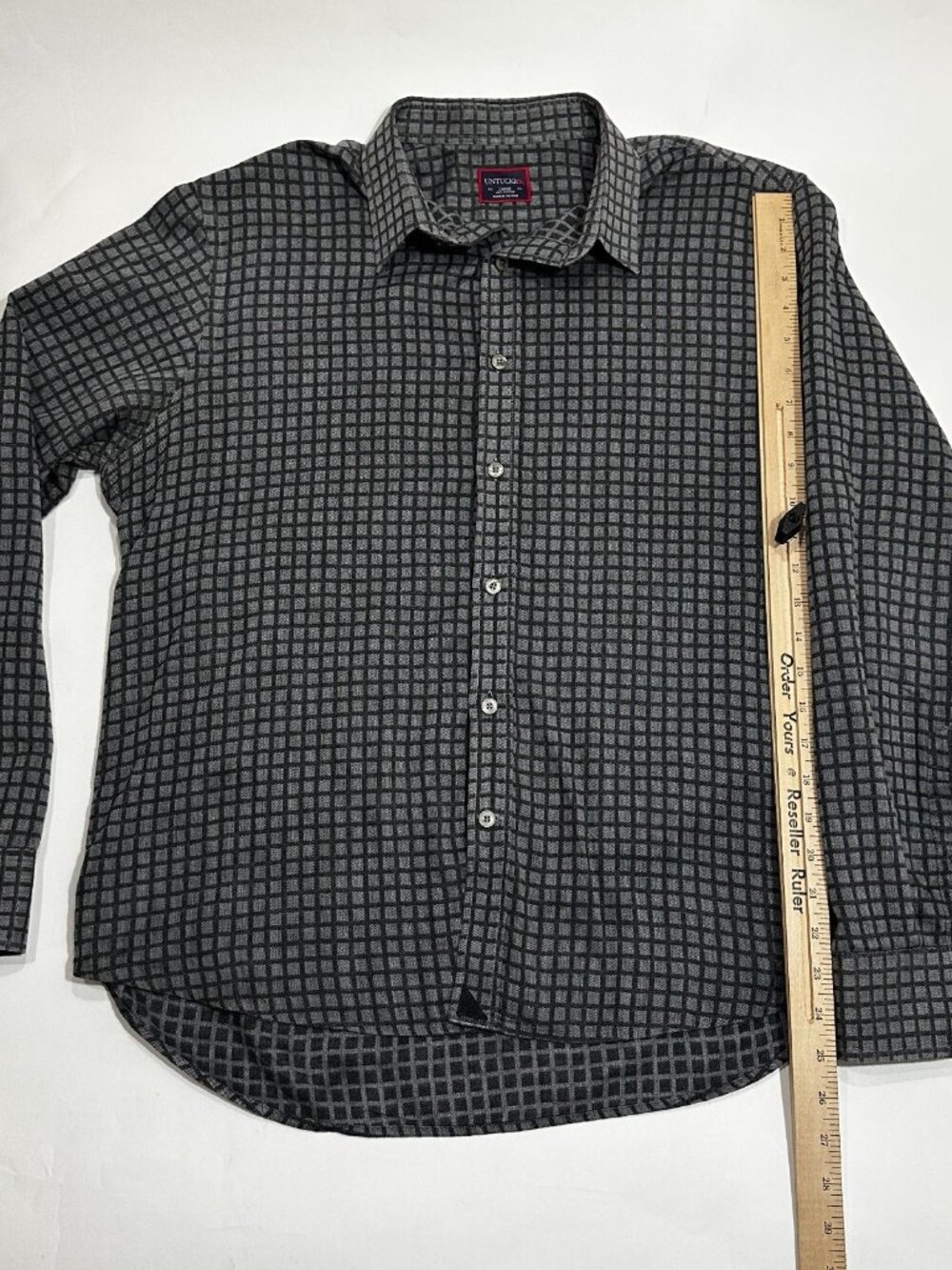 UNTUCKit Mens Large Gray Check Button Up Shirt Long Sleeve 100% Cotton Casual - Picture 10 of 16
